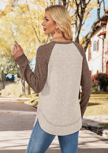 Image of WIHOLL Long Sleeve Shirts for Women Fall Sweaters Lightweight Trendy Tops