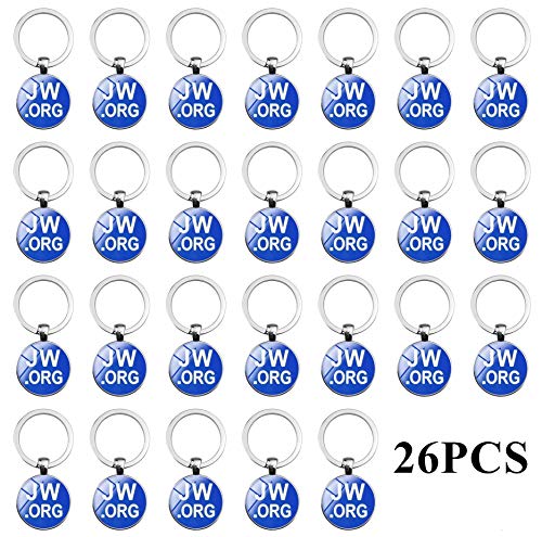 PHAETON 26PCS Round JW.ORG Key Chain Jehovah Witness Key Ring Key Holder Jehovah's Witnesses Accessory