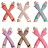 OTPEH 6 Pairs Long Fishnet Gloves Fingerless Arm Sleeves Scene Accessories For Women