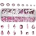 Dowarm Flatback Glass Crystal Rhinestones for Nails, Multi 3D Shapes Crystals Nail Art Rhinestone Set (Light Pink)