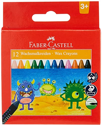 Faber-Castell WAX CRAYON 12 Color Round 90Mm ASSORTED 120052