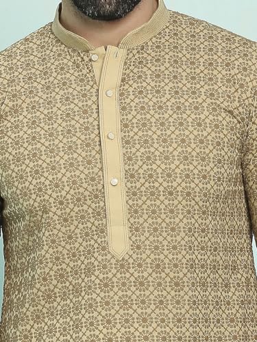 Image of Rajubhai Hargovindas Men's Chikankari Embroidered Cotton Kurta (Ches)