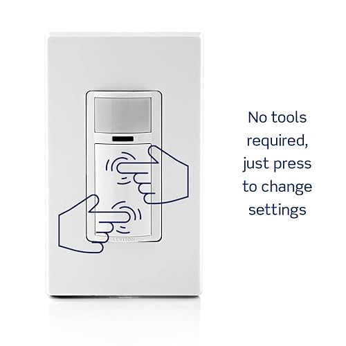 Miniatura 11 de Leviton Motion Sensor Light Switch, Motion Activated, Auto-On/Auto-Off or Manual-On, 2A, No Neutral Wire Required, Single Pole, DOS02-LW, White