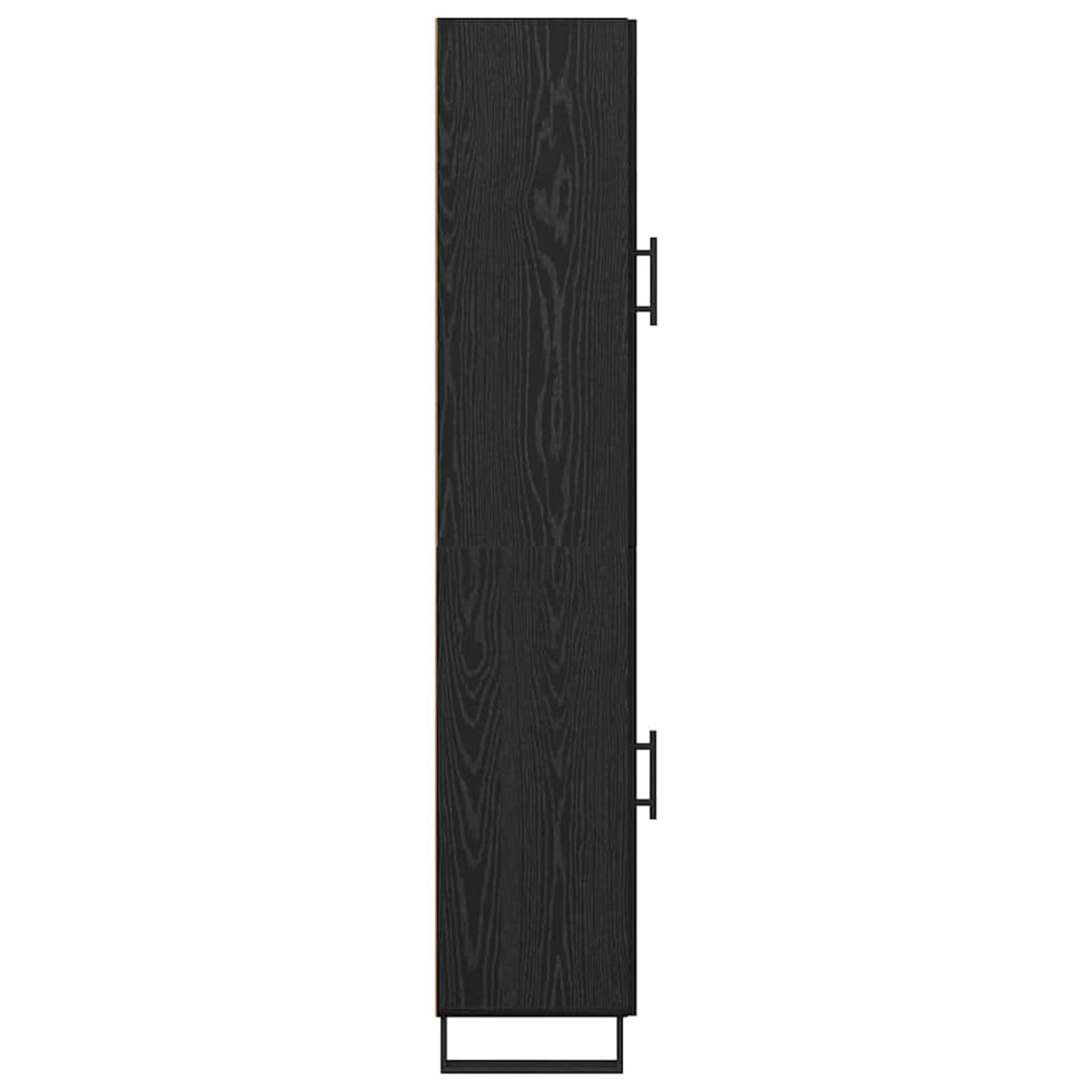 Armadio alto in legno, 34,5 x 34 x 180 cm, effetto rovere nero, con 2 ante, armadio minimalista per soggiorno e cucina