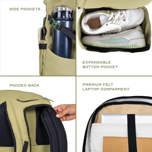 Image of Assembly Scape 35L Trekking Hiking Backpack for Men Women 15.6 Inch with Expandable Roll-Top Carabiner Clip Rain Cover