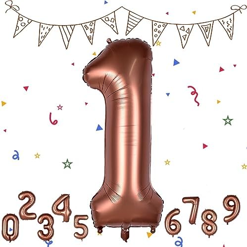 Rose Gold 1 Balloons, Rose Gold Number 1 Balloon, 1 Birthday Balloons Helium Mylar Digital Balloon 40 Inch Foil Balloon Number 0-9 for Birthday Party Baby Shower Anniversary New Year's Eve Decorations
