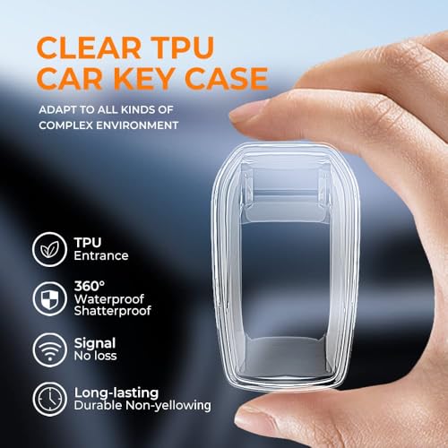 Image of Clear TPU Key Cover and Keychain Compatible for Toyota Fortuner | Hilux | Innova Crysta | Fortuner Legender | Innova HyCross | Land Cruiser Smart Key (Clear with SP01 Silver)