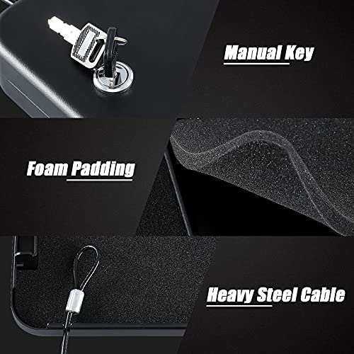 Dalmbox Car Gun Safe For Pistols Small Handgun Lock Box With Key Lock Portable Travel Pistol Safe For Car, Home, Travel (9.4" X 6.4" X 1.8") #TOP2