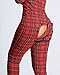 Mieeyali Women's Sexy Butt Button Back Flap Jumpsuit V Neck Long Sleeve Romper Bodycon One Piece Pajamas (A Plaid Red, L)