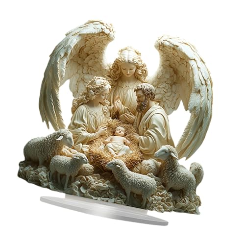 Décoration murale ange familial acrylique sur étagère de Noël chaleureuse