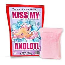 Kiss My Axolotl Gourmet Cotton Candy - Gag Christmas Gifts for Adults and Teens - Gourmet Cotton Candy for the Holidays - Stocking Stuffers and White Elephant Gifts