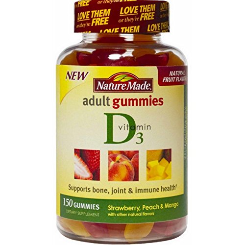 Nature Made Adult Gummies Vitamin D3, Value Size, 150 Count, Strawberry, Peach & Mango (Pack of 2)