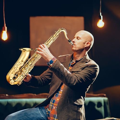 Image of Senfot Bb Tenor Saxophone Beginner Kit - AS 200 Bb Saxophone Includes Mouthpiece, Neck Strap, Reeds, Cleaning Cloth, Carrying Case (Gold)