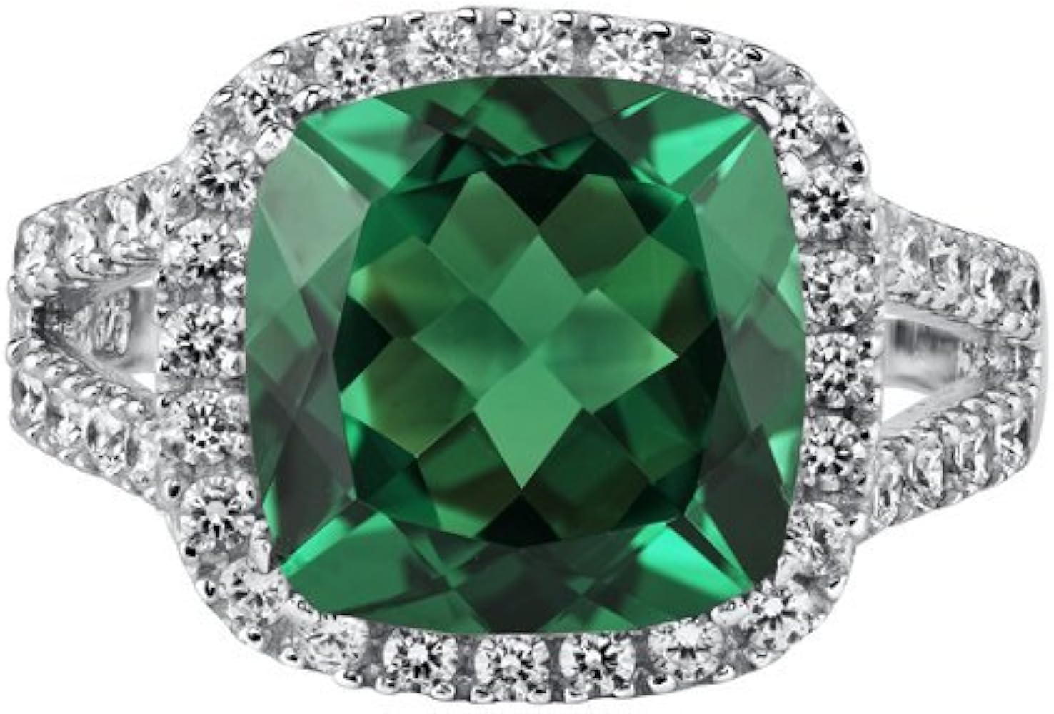 Amazon.co.jp: 6.50カラット クッションカット 人工エメラルド リング
