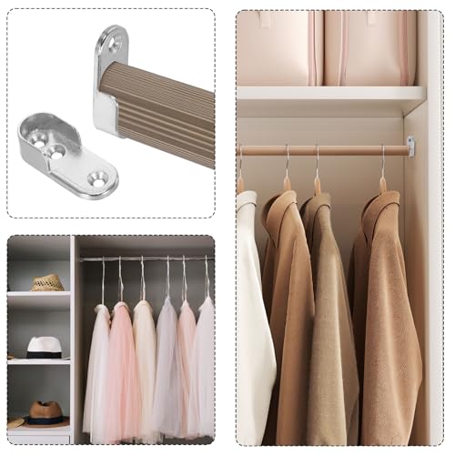 4 Stück Kleiderstangenhalter mit 12 Schrauben, Kleiderstangen Halterung Schrank, Kleiderstangenhalterungen aus Metall für Ovale Stangen, für Kleiderstangenschränke