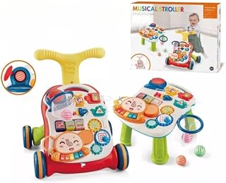 5-in-1 Baby Walker, Sit to Stand Learning Walkers with Entertainment Activity Centre - Kids Push Walker and Musical Learning Toy with Smart Stages Educational Content Ideal Gift for Infant Boys Girls