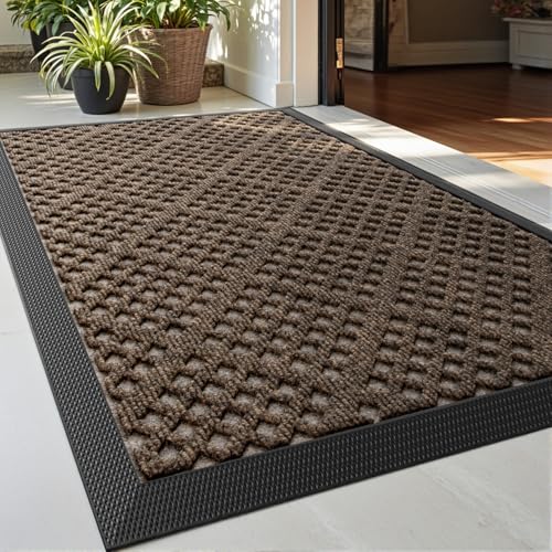 DEXI Front Door Mat Outside Entrance 24x36 Heavy Duty Rubber Entry Doormat