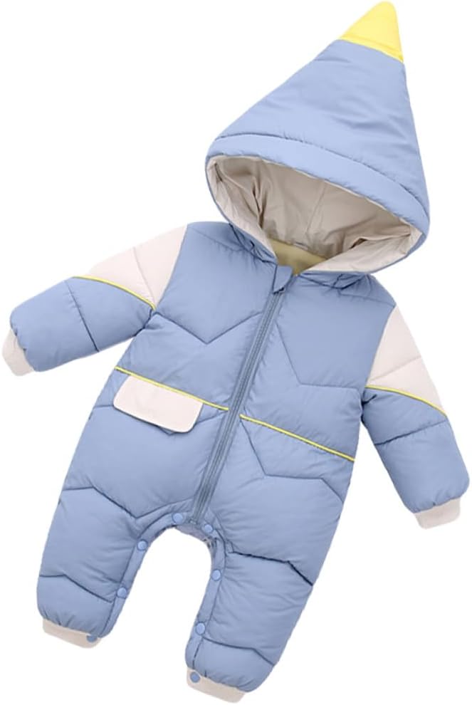 LIFKOME Winter Hooded Jumpsuit Zipper Style Romper Breathable Soft Fleece Bodysuit Comfortable Warm One-piece for Newborns and