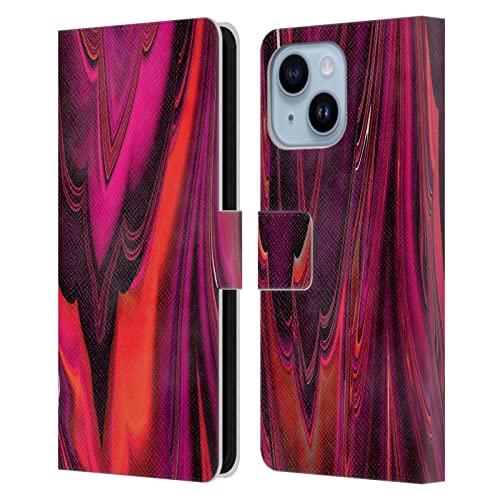 Étui portefeuille en cuir compatible Apple iPhone 14 Plus rouge LebensArt
