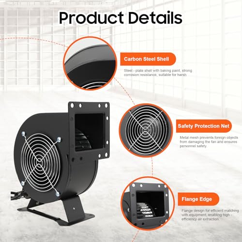 QAVODB Centrifugal Blower Fan - Round Squirrel Cage Fan for Outdoor Wood Furnace Boiler - 110V 120W