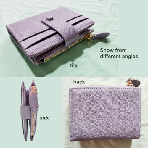 Wallet Women RFID Blocking Small Compact Bifold Pocket Wallet Ladies Mini Purse with ID Window (Purple)2