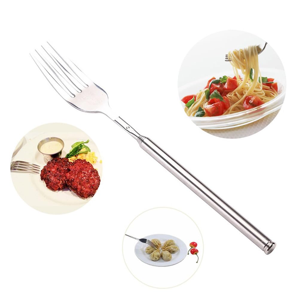 Giantree Forchetta Telescopica, 1 pz 22-64cm in acciaio inox lunga telescopio forcella allungabile forchetta da barbecue manico lungo forchetta per posate forchetta da dessert