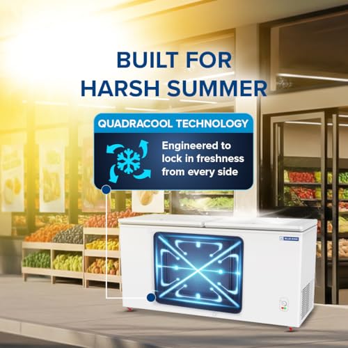 Image of Blue Star HT2-M425, 425 Liter Hard Top Double Door Deep Freezer (401 Liter, White, 2-star)