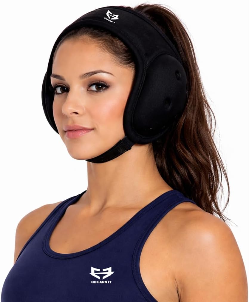 Go Earn It Soft Adjustable Wrestling Headgear, Black, Men's and Women's, Youth.