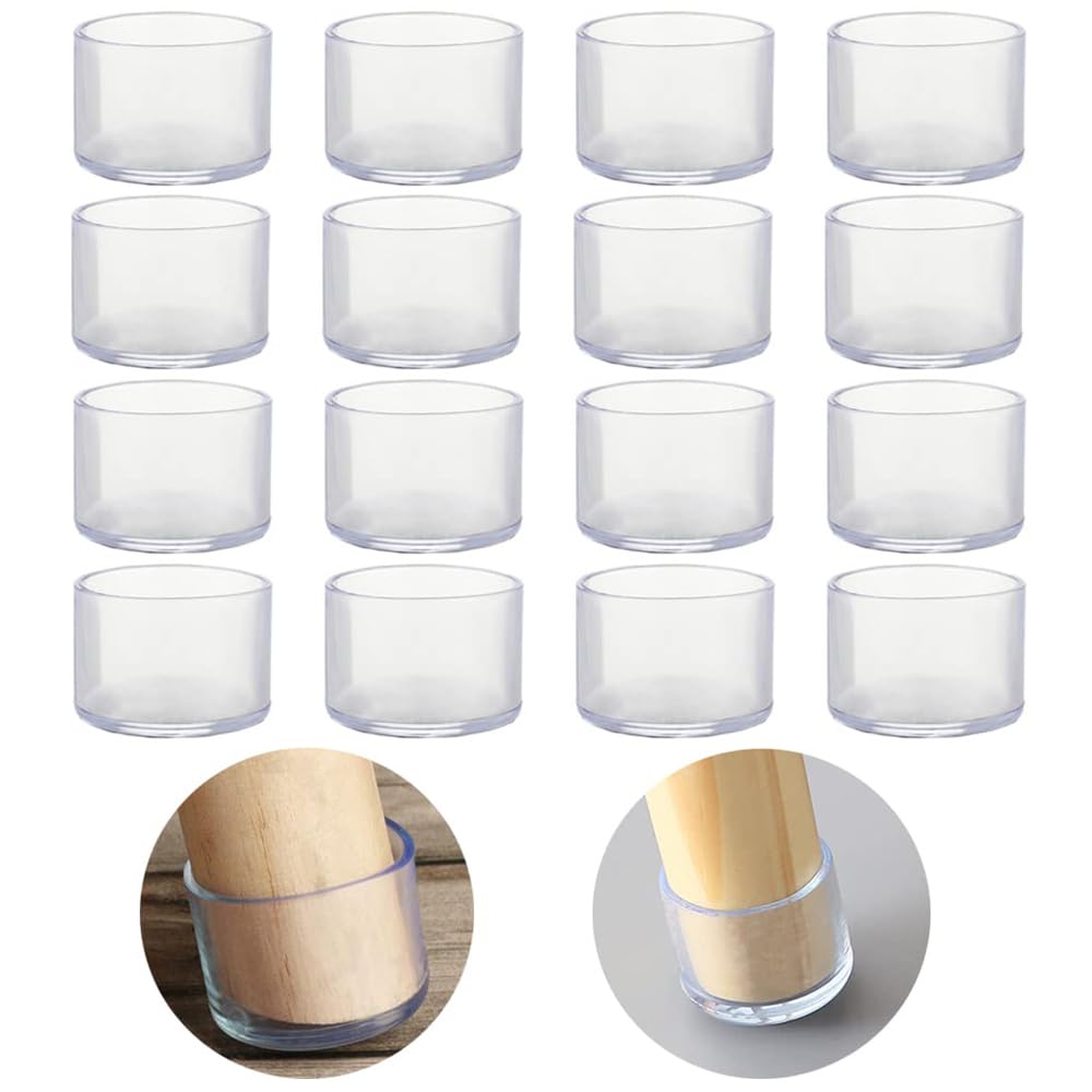 Skypro Transparent 16Pcs Round 30Mm Silicone Chair Leg Floor Protectors, Chair Leg Caps, Furniture Foot Protectors, Free Moving Table Leg Covers, Stool Leg Caps To Prevent Hardwood Floor Scratches And Reduce Noise
