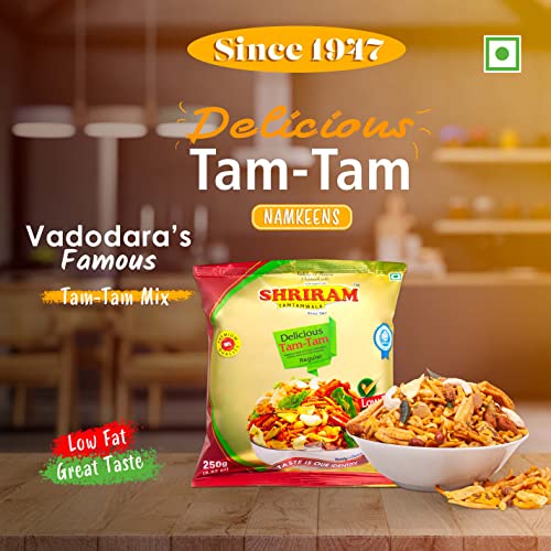 Image of SHRIRAM TAMTAMWALA (Original) Delicious Tamtam Regular Mixture Vadodara Tam Tam Bhel Mix Namkeen (250gm Pack Of 1) and (500g Pack Of 1)