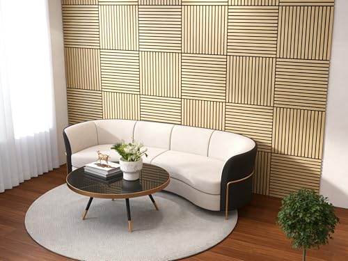 Acoustical Wall Panels, 8-Piece 23.62 X 23.62 Inches Soundproof Wall Panels Wall Decor, 3D Textured Fluted Sound Absorbing Panel for Living Room Bedroom Office, Oak miniatura 6