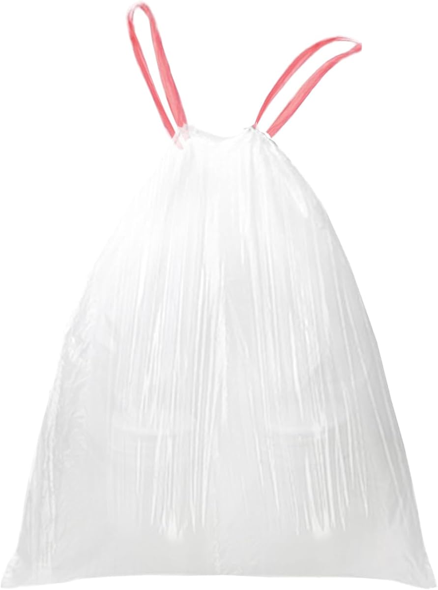 WAIKAS 13 Gallon Trash Bags Drawstring, Pack of 28 Garbage Bags for Kitchen and Home Use, 63x70cm Size, 12g/pcs, Unscented, White