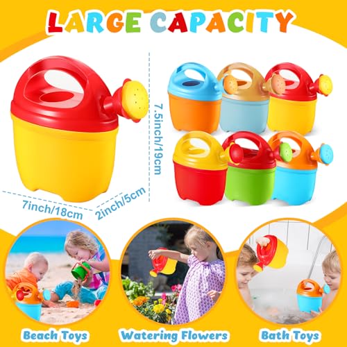 image for Lenwen 6 Packs Plastic Watering Can for Kids Garden Equipment Toy Wate