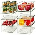 Hudgan 8 PACK Clear Plastic Storage Bins for Organizing, Straight Sides Stackable Organizer Bins for Kitchen & Pantry Organizers and Storage