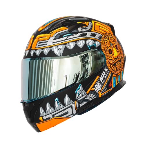 Image of HAX Amatista Modular Flip-Up Dual Visor Motorcycle Helmet - DOT /ECE Approved, Lightweight, Comfortable, and Stylish Helmet for Men and Women (Jaguar Gold M)