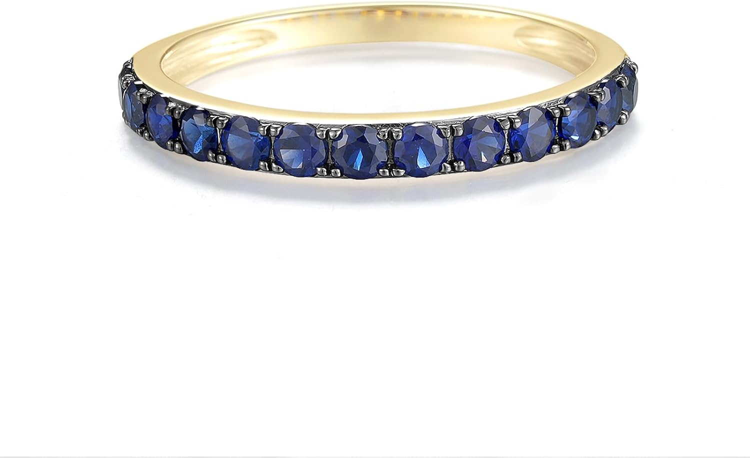 Santuzza 10K Solid Gold Gemstone Genuine Diamond Eternity Ring for Women