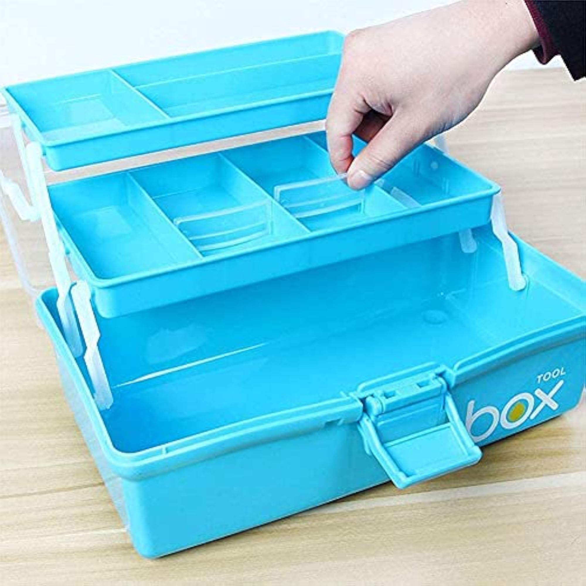 Multi-Purpose 3-Layer Toolbox with Tray, 13.2 Inch