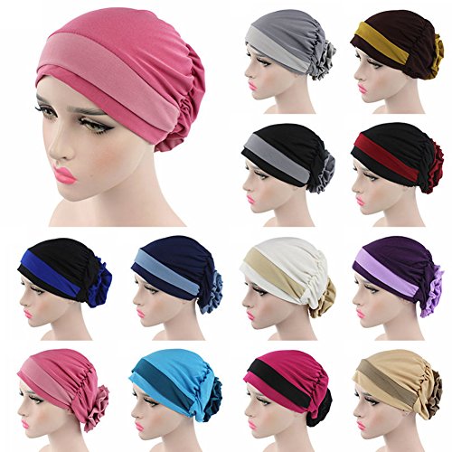 giveyoulucky 1 peça muçulmano elástico turbante chapéu câncer quimioterapia lenço para perda de cabe