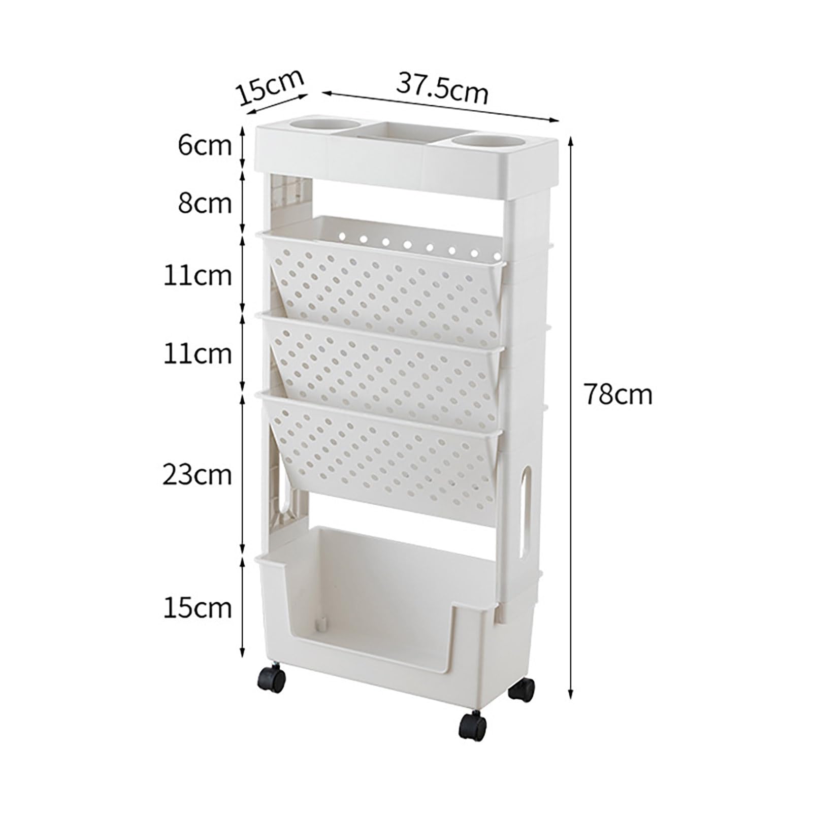 Bibliothèque mobile à 5 niveaux avec roulettes verrouillables, étagères roulantes, chariot utilitaire pour livres, documents, maison, bureau, salle de classe, organisation de rangement, blanc
