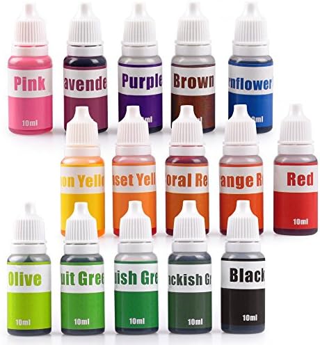 15 Colors Liquid Soap Dye Kit Food Grade Skin Safe (5.3 OZ), Vegan, Gluten-Free - Liquid Bath Bombs Colorant Set Best Soap Making Supplies (Red Black Pink Brown Lavender Lemon Yellow etc.)