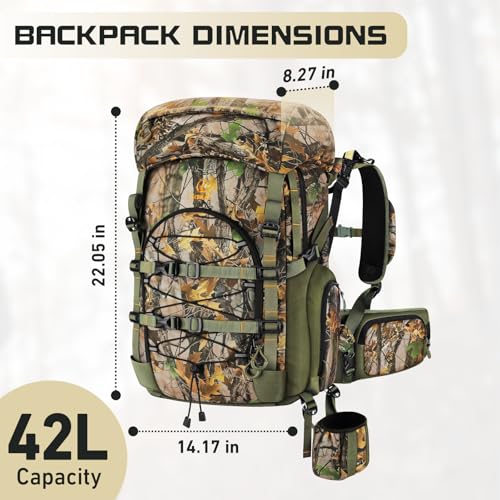 Kalkal Hunting Backpack with Magnetic Quick-Release Rifle System, 42L Waterproof Silent Camo Bow Hunting Pack with Rain Cover by Kalkal - Image 6