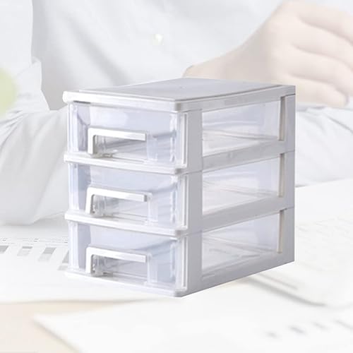 Miniatura 6 de Gatuida Cajones de almacenamiento de plástico, organizador de escritorio de 3 cajones, caja de almacenamiento de escritorio de plástico