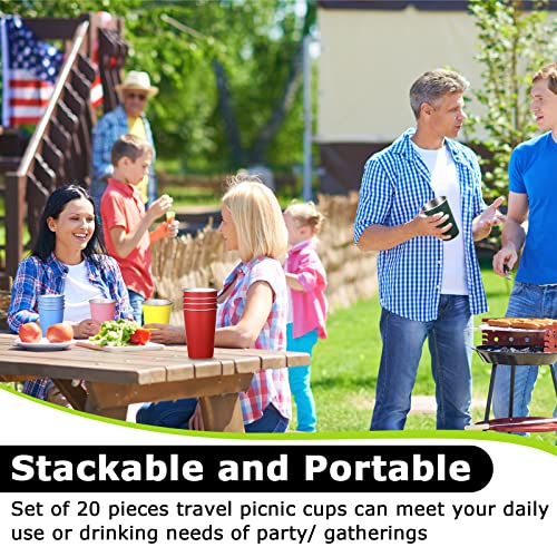 Mimorou 20 Pack 16 Oz Stainless Steel Pint Cups Metal Cups Unbreakable Drinking Glasses Water Tumblers Stackable Cup For Kids Adults Bar Home Restaurant Travel Picnic Camping Outdoor (Multicolor) #TOP4