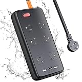 Outdoor Power Strip Weatherproof, IPX6 Waterproof Surge Protector with 6 Wide Outlets and 2USB...