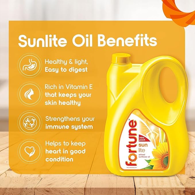 Image of Delight Fortune Sun Lite Refined Sunflower Oil, Trans Fat Free, 5L