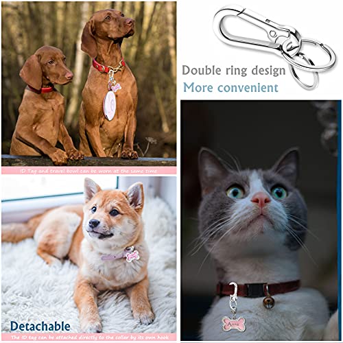 Dog Tag Clips, 2 Pack Stainless Steel Quick Clip with Double Rings + Bone Shape Dog ID Tag, Metal Keychain Key Clip DIY Dog Cat Tags Holder for Collars Harnesses Dog Tag Clips, 2 Pack Stainless Steel Quick Clip with Double Rings + Bone Shape Dog ID Tag, Metal Keychain Key Clip DIY Dog Cat Tags Holder for Collars Harnesses