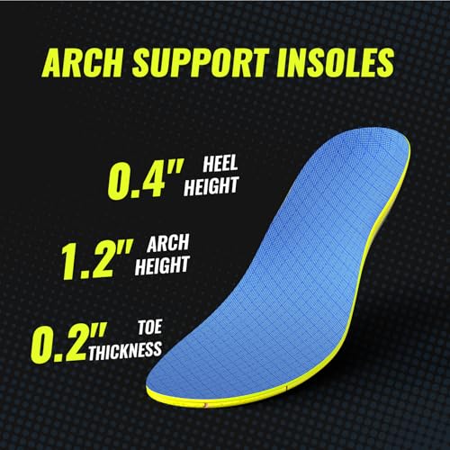 Image of Bukihome Running Insoles for Men Women - Arch Support Orthotics Inserts - Shock Absorption and Cushioning for Basketball Walking - Comfortable Insole for Standing All Day(Light Blue, L)