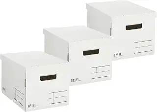 コクヨ 収納ボックス NEOS レギュラーサイズ フタ付き 3個セット ホワイト AMフ-NE983WX3