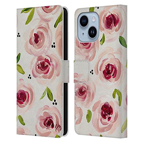 Étui portefeuille iPhone 14 Plus Head Case Designs motif rose florale en cuir