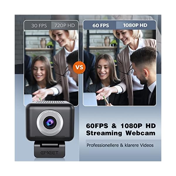 eMeet 60 fps 1080P Webcam–Webcam C990 in Streaming mit 4 Mikrofonen und Lautsprechern,Full HD Webcam mit verstellbarem… – Bild 3